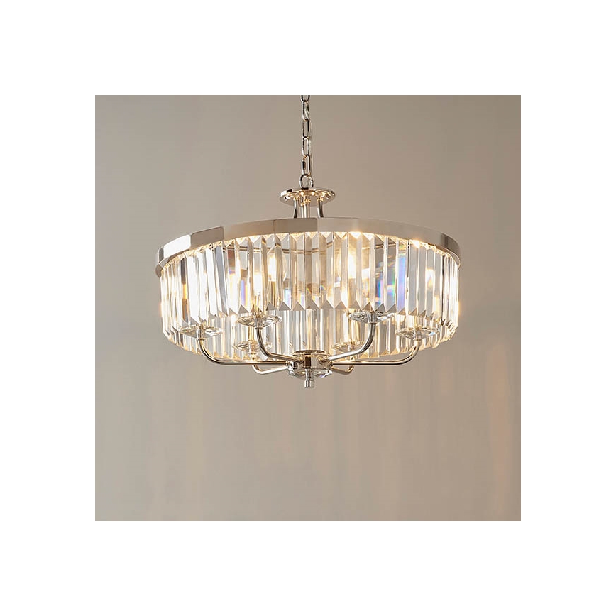 Endon 90263 - Ljuskrona med kedja CHESTERFIELD 6xE14/6W/230V Ø 55 cm polerad krom