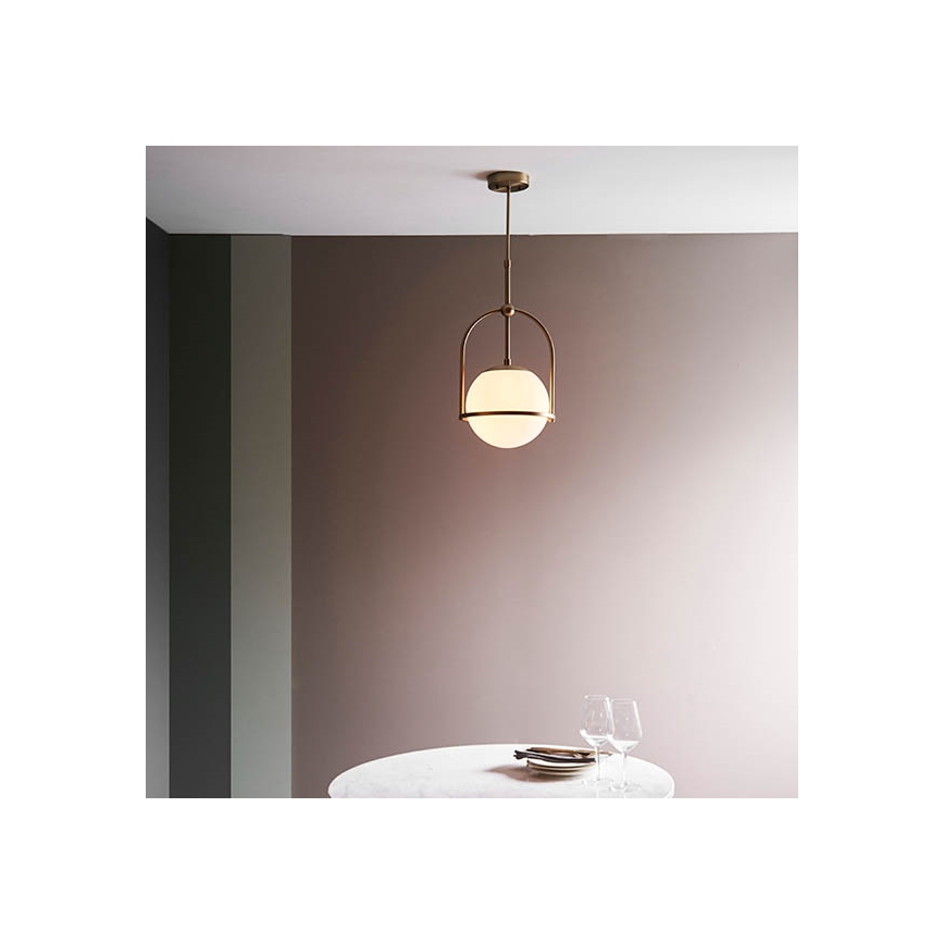 Endon 90844 - ONTARIO takpendel på stång 1xE27/10W/230V, mässing