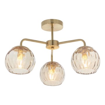 Endon 91968 - Påbyggd taklampa DIMPLE 3xE14/25W/230V guldfinish/rökig beige