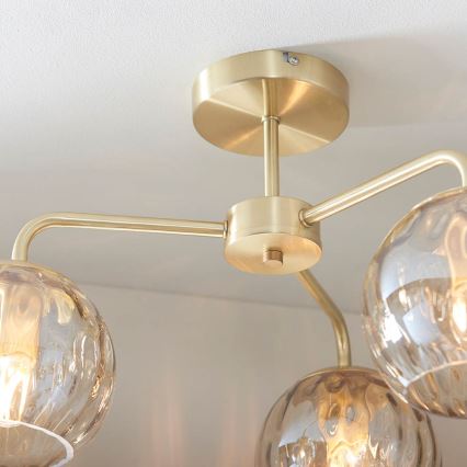 Endon 91968 - Påbyggd taklampa DIMPLE 3xE14/25W/230V guldfinish/rökig beige