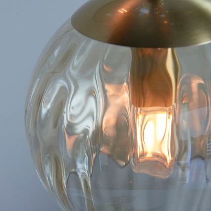 Endon 91971 - Pendellampa på vajer DIMPLE 3xE14/7W/230V guld/rökig beige