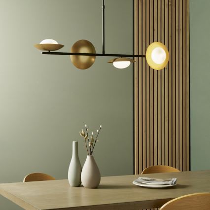 Endon 92036 - RUFFLE pendellampa på vajer 4xG9/3W/230V mässing/svart