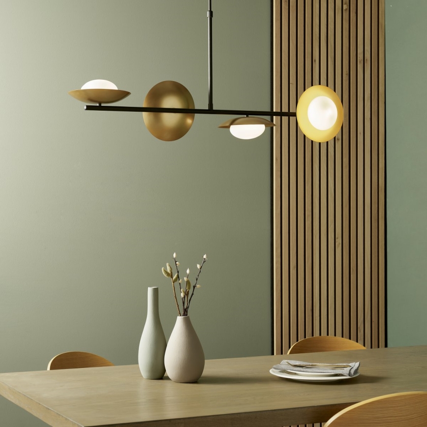 Endon 92036 - RUFFLE pendellampa på vajer 4xG9/3W/230V mässing/svart