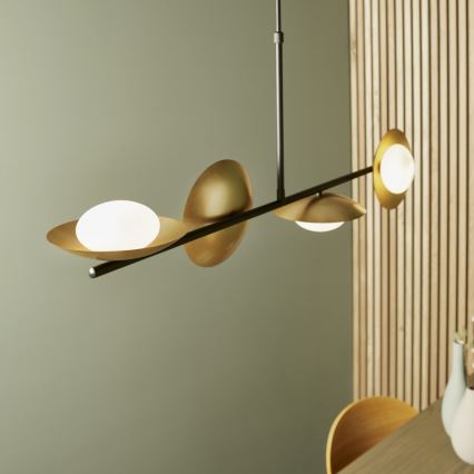 Endon 92036 - RUFFLE pendellampa på vajer 4xG9/3W/230V mässing/svart