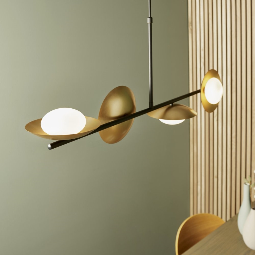 Endon 92036 - RUFFLE pendellampa på vajer 4xG9/3W/230V mässing/svart
