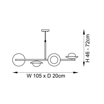Endon 92036 - RUFFLE pendellampa på vajer 4xG9/3W/230V mässing/svart