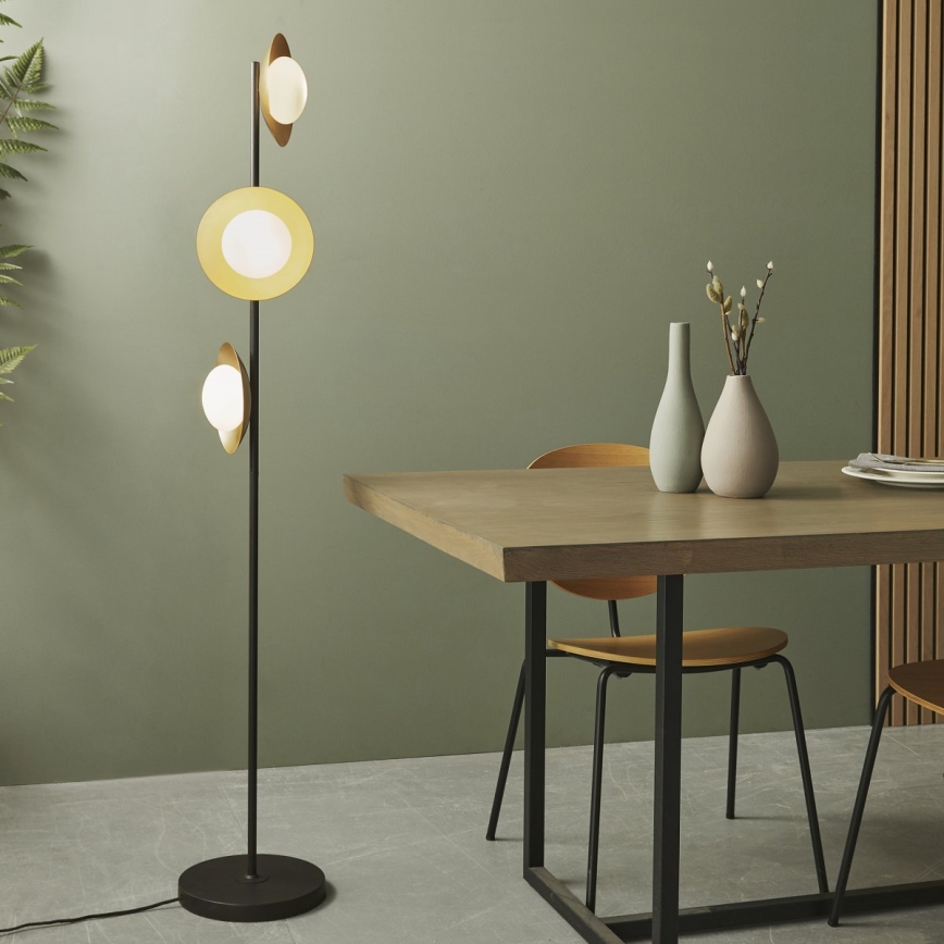 Endon 92039 - Golvlampa RUFFLE 3xG9/3W/230V svart/guld
