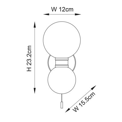 Endon 93523 - Badrumsvägglampa PULSA 2xG9/3W/230V IP44 svart