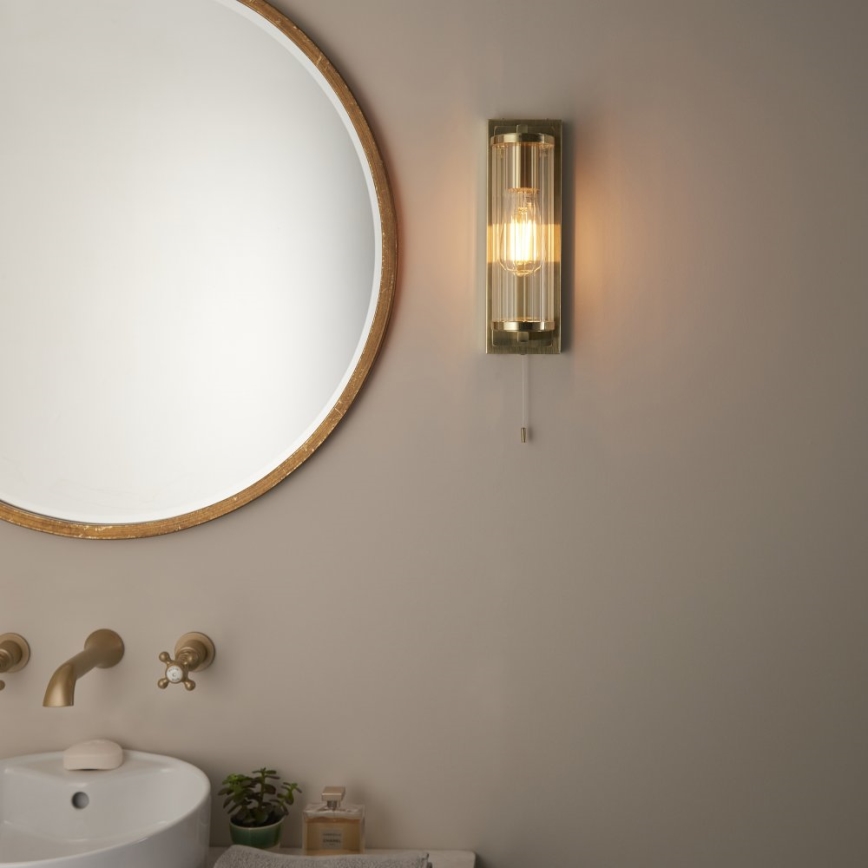 Endon 94075 - Vägglampa för badrum TAYLOR 1xE27/10W/230V IP44 guld