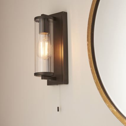Endon 94077 - Vägglampa för badrum TAYLOR 1xE27/10W/230V IP44 brun