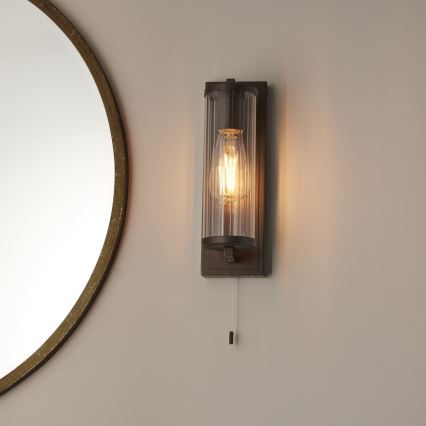 Endon 94077 - Vägglampa för badrum TAYLOR 1xE27/10W/230V IP44 brun