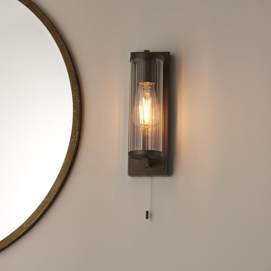 Endon 94077 - Vägglampa för badrum TAYLOR 1xE27/10W/230V IP44 brun