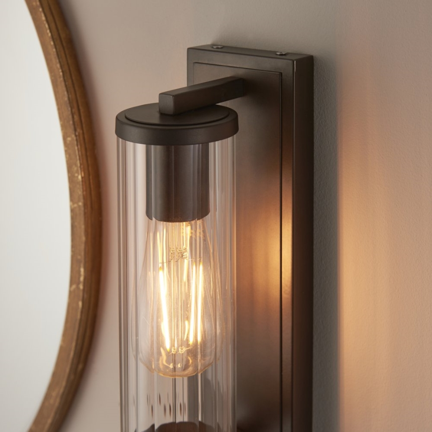 Endon 94077 - Vägglampa för badrum TAYLOR 1xE27/10W/230V IP44 brun