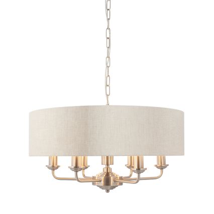 Endon 94357 - Ljuskrona med kedja HIGHCLERE 6xE14/40W/230V Ø 55 cm beige/mattkrom