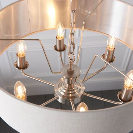Endon 94357 - Ljuskrona med kedja HIGHCLERE 6xE14/40W/230V Ø 55 cm beige/mattkrom