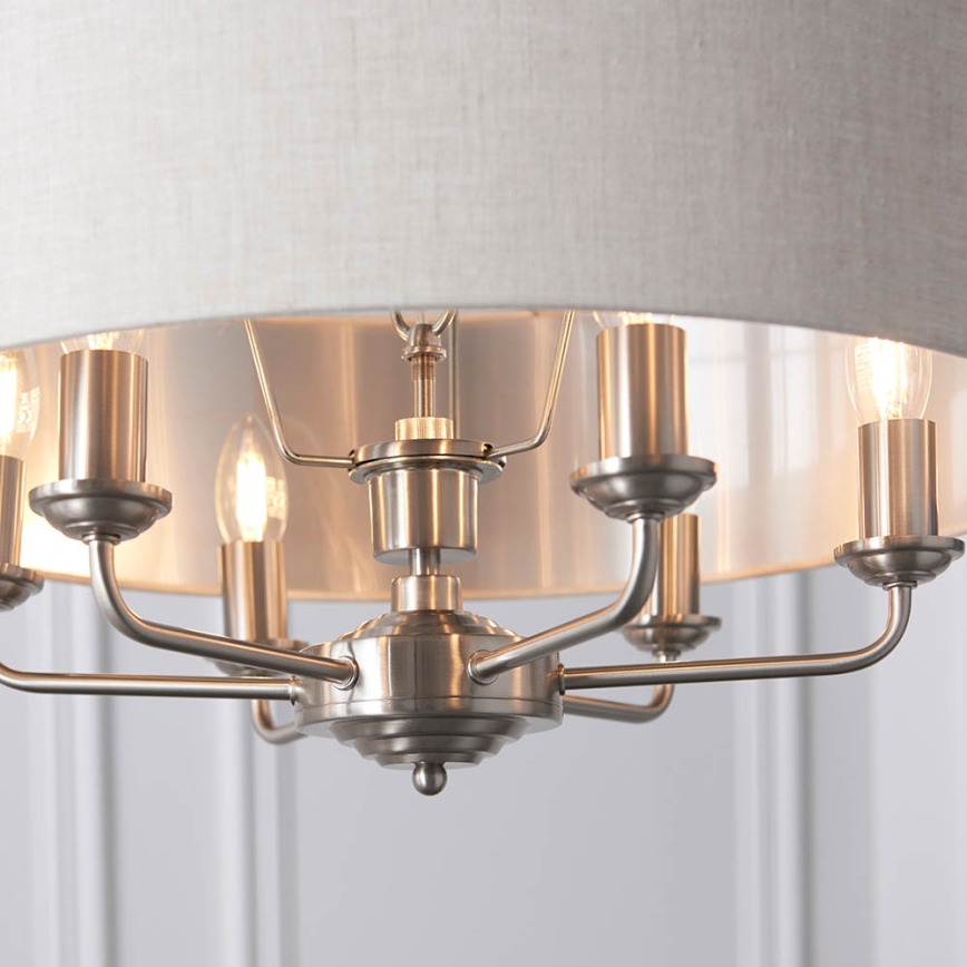 Endon 94357 - Ljuskrona med kedja HIGHCLERE 6xE14/40W/230V Ø 55 cm beige/mattkrom