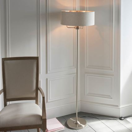 Endon 94359 - Golvlampa HIGHCLERE 3xE14/40W/230V beige/skinande krom diameter 47 cm