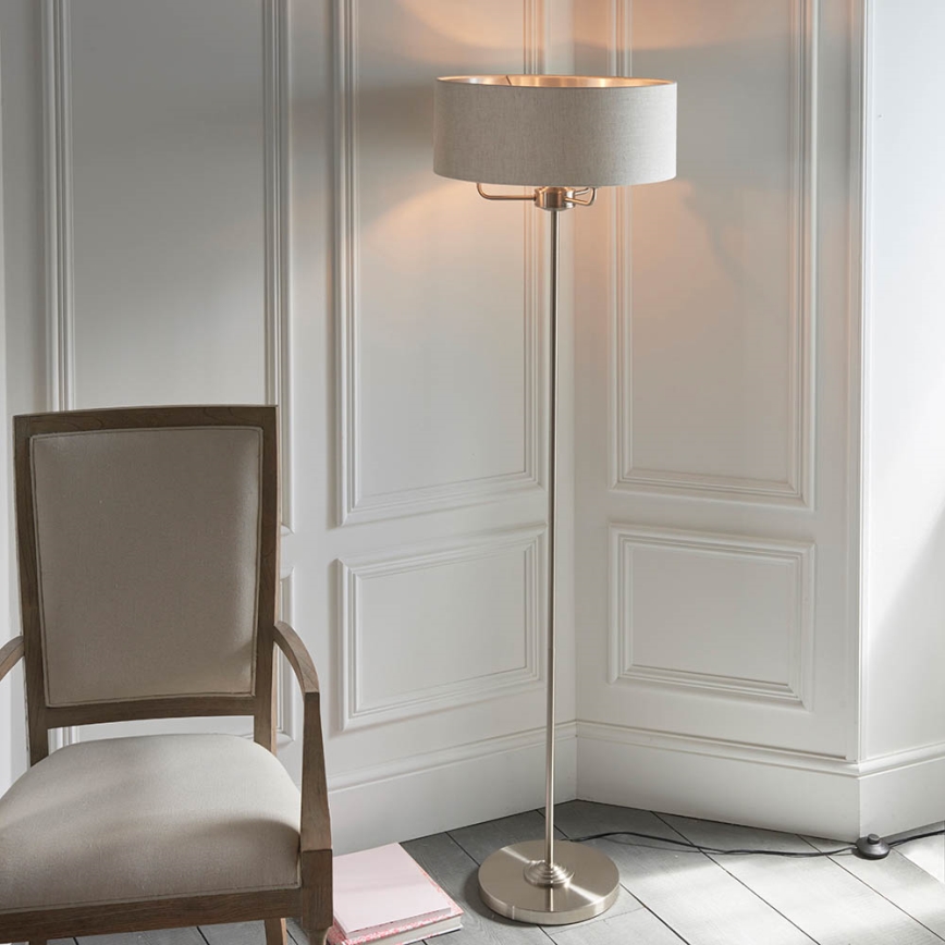 Endon 94359 - Golvlampa HIGHCLERE 3xE14/40W/230V beige/skinande krom diameter 47 cm