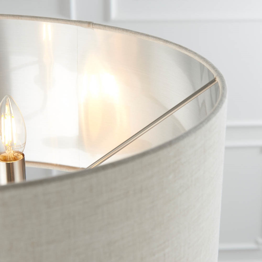 Endon 94359 - Golvlampa HIGHCLERE 3xE14/40W/230V beige/skinande krom diameter 47 cm
