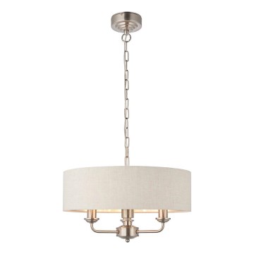 Endon 94361 - Ljuskrona på kedja HIGHCLERE 3xE14/40W/230V beige/matt krom diameter 45 cm