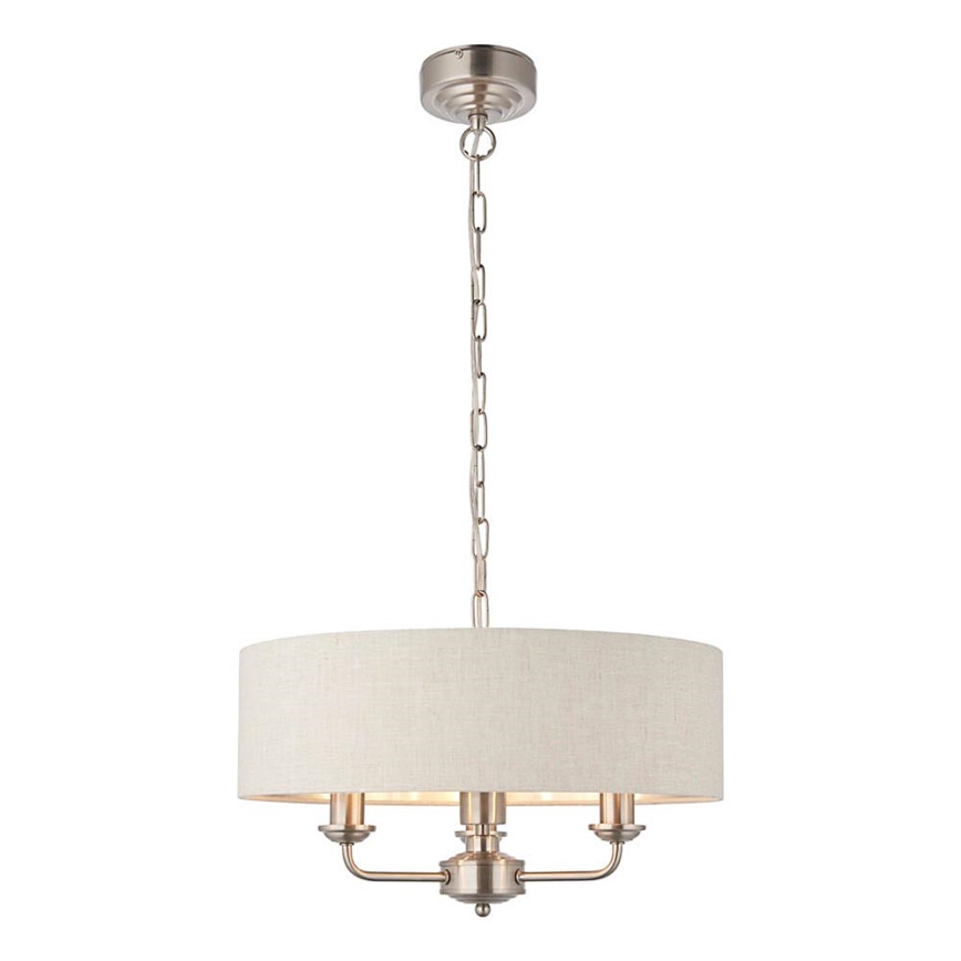 Endon 94361 - Ljuskrona på kedja HIGHCLERE 3xE14/40W/230V beige/matt krom diameter 45 cm