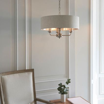Endon 94361 - Ljuskrona på kedja HIGHCLERE 3xE14/40W/230V beige/matt krom