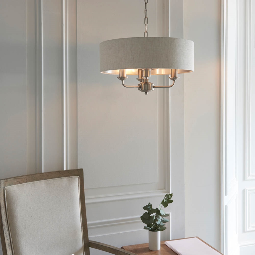Endon 94361 - Ljuskrona på kedja HIGHCLERE 3xE14/40W/230V beige/matt krom