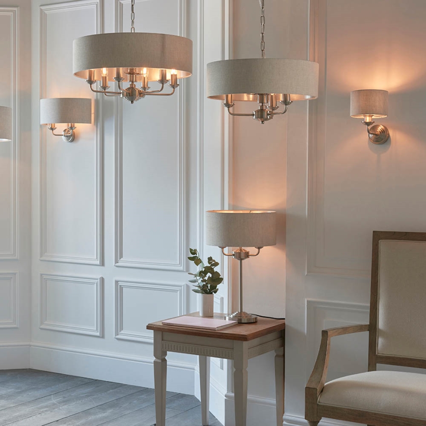 Endon 94361 - Ljuskrona på kedja HIGHCLERE 3xE14/40W/230V beige/matt krom