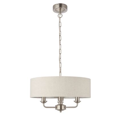 Endon 94361 - Ljuskrona på kedja HIGHCLERE 3xE14/40W/230V beige/matt krom