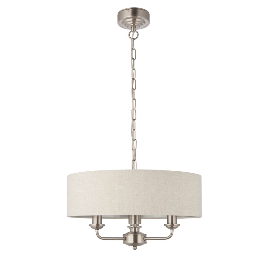Endon 94361 - Ljuskrona på kedja HIGHCLERE 3xE14/40W/230V beige/matt krom