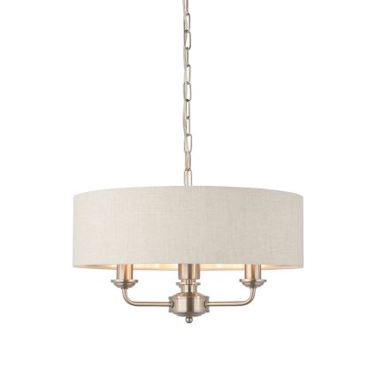Endon 94361 - Ljuskrona på kedja HIGHCLERE 3xE14/40W/230V beige/matt krom