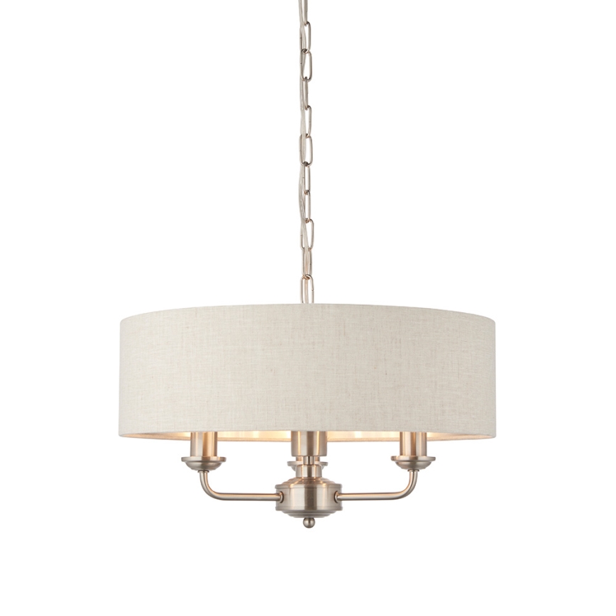 Endon 94361 - Ljuskrona på kedja HIGHCLERE 3xE14/40W/230V beige/matt krom