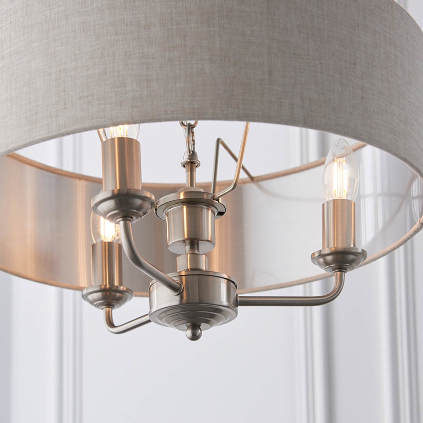 Endon 94361 - Ljuskrona på kedja HIGHCLERE 3xE14/40W/230V beige/matt krom