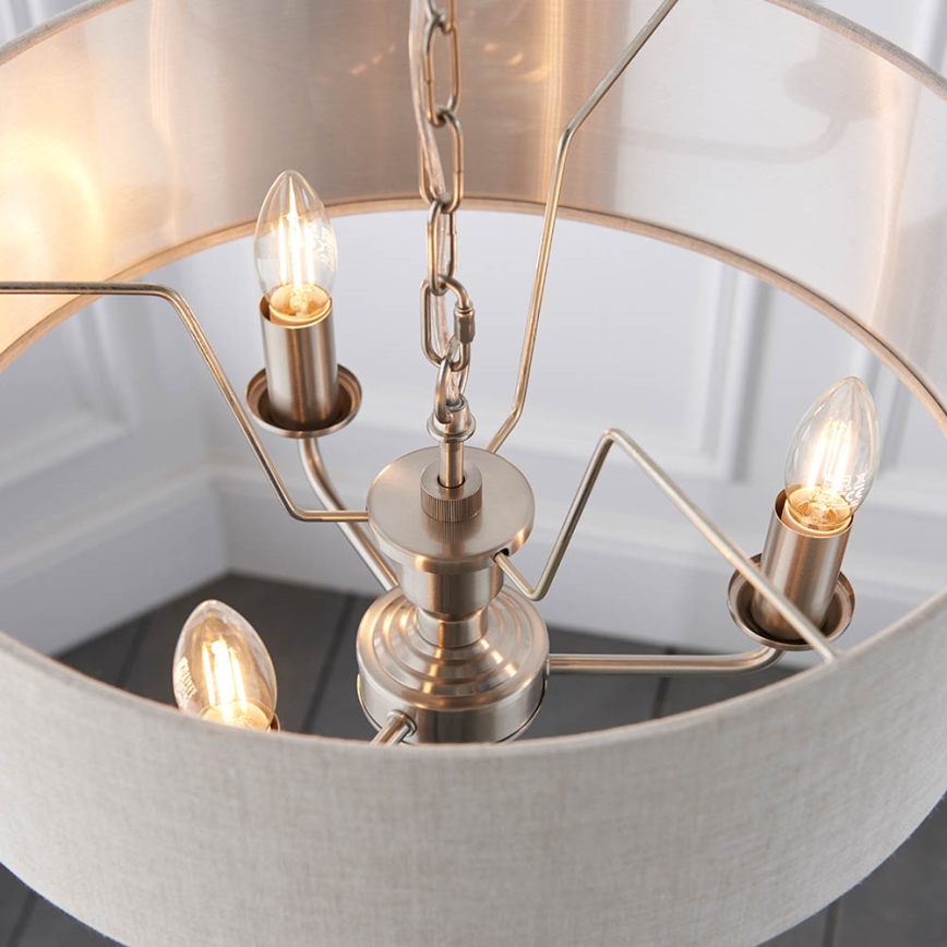 Endon 94361 - Ljuskrona på kedja HIGHCLERE 3xE14/40W/230V beige/matt krom