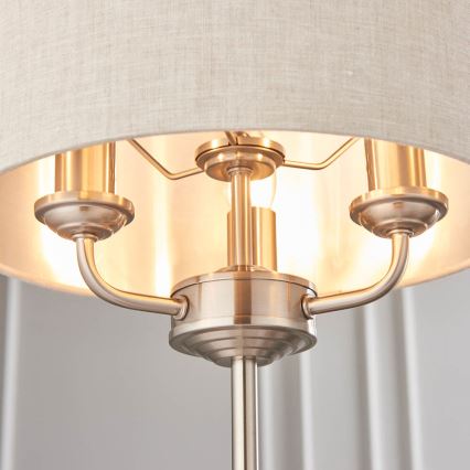Endon 94369 - Bordslampa HIGHCLERE 3xE14/18W/230V beige/matt krom diameter 32 cm