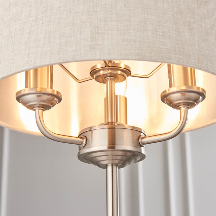 Endon 94369 - Bordslampa HIGHCLERE 3xE14/18W/230V beige/matt krom diameter 32 cm