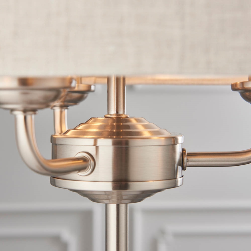 Endon 94369 - Bordslampa HIGHCLERE 3xE14/18W/230V beige/matt krom diameter 32 cm