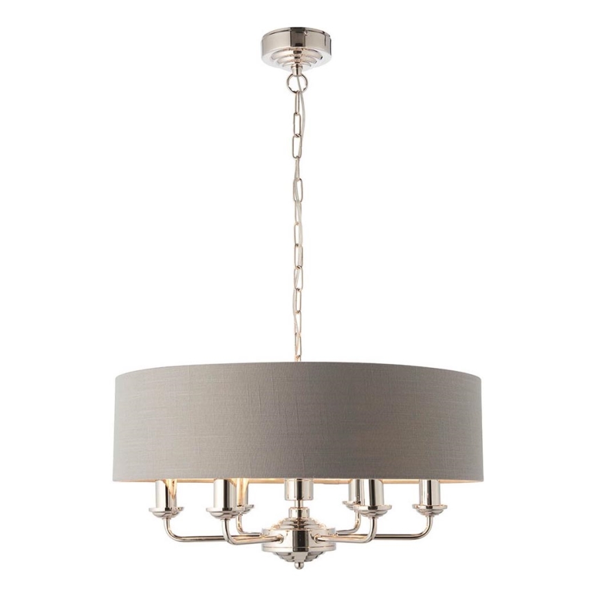 Endon 94373 - Ljuskrona på kedja HIGHCLERE 6xE14/40W/230V grå/skinande krom