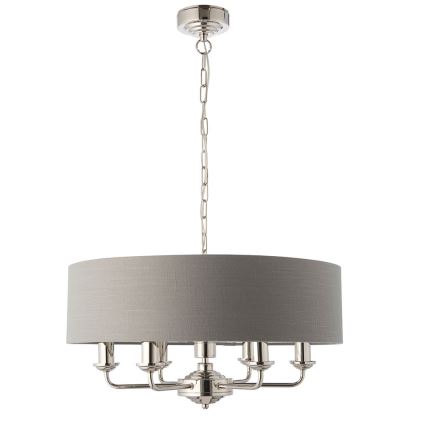 Endon 94373 - Ljuskrona på kedja HIGHCLERE 6xE14/40W/230V grå/skinande krom