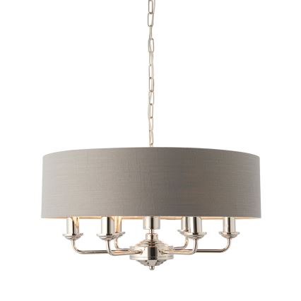 Endon 94373 - Ljuskrona på kedja HIGHCLERE 6xE14/40W/230V grå/skinande krom