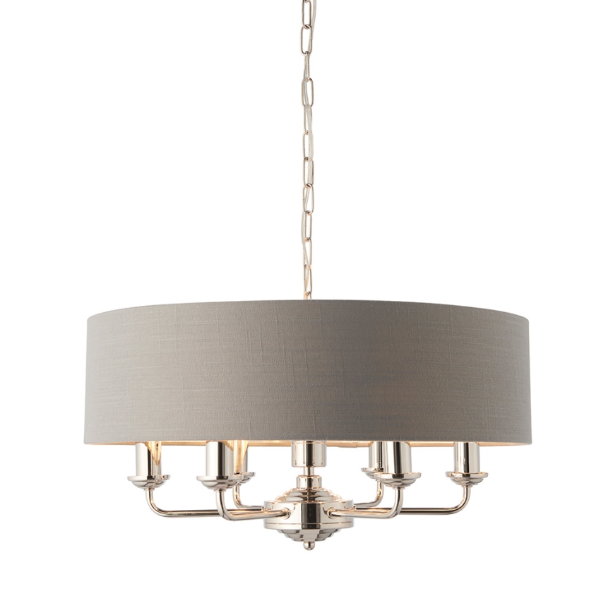 Endon 94373 - Ljuskrona på kedja HIGHCLERE 6xE14/40W/230V grå/skinande krom