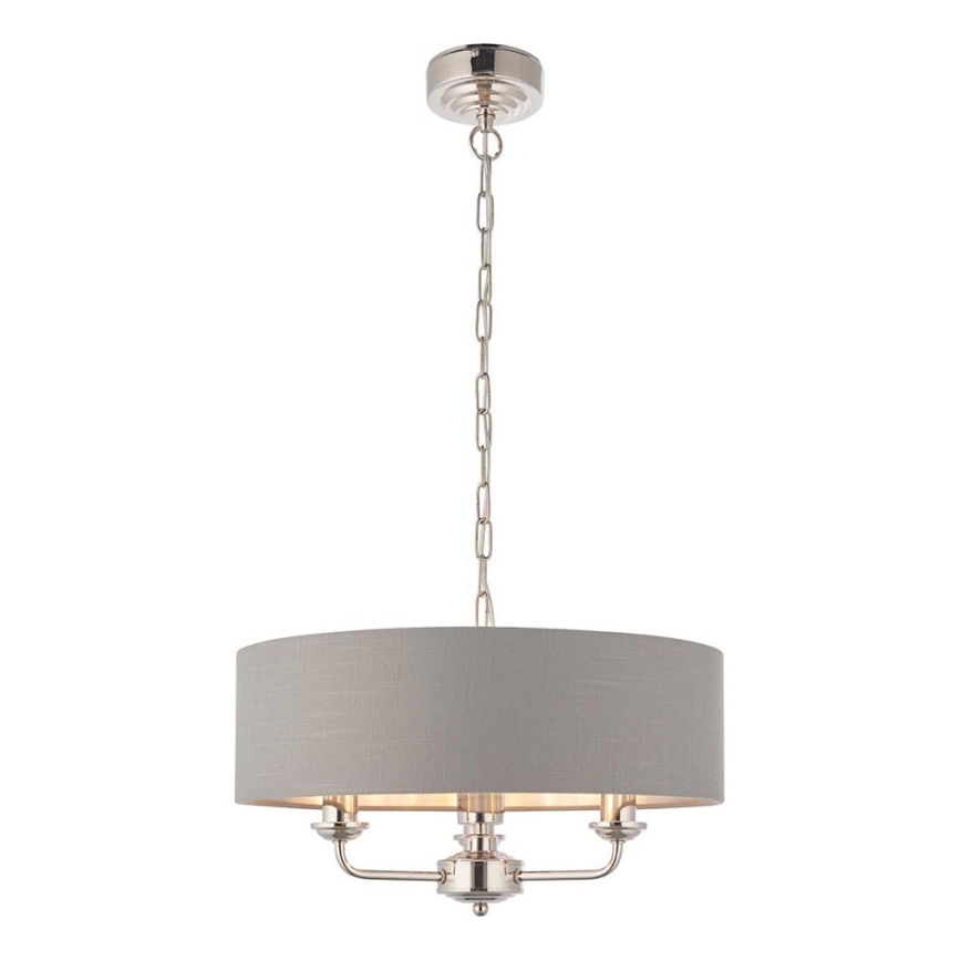 Endon 94377 - Ljuskrona på kedja HIGHCLERE 3xE14/40W/230V grå/skinande krom