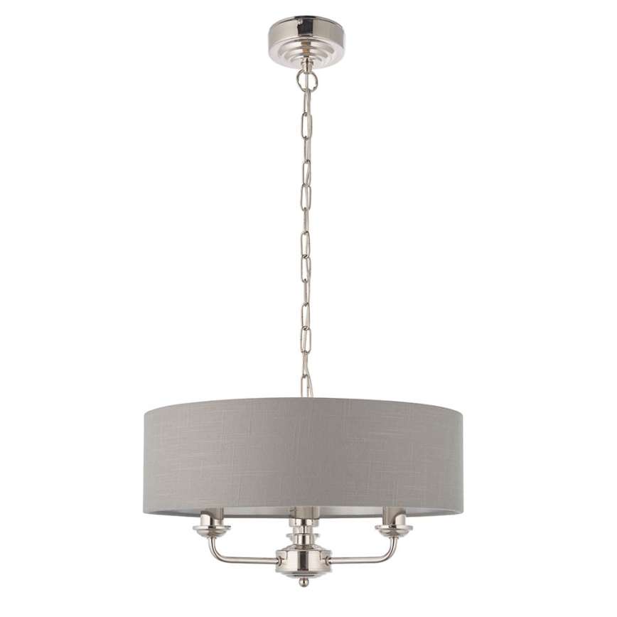 Endon 94377 - Ljuskrona på kedja HIGHCLERE 3xE14/40W/230V grå/skinande krom