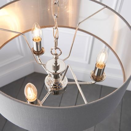 Endon 94377 - Ljuskrona på kedja HIGHCLERE 3xE14/40W/230V grå/skinande krom