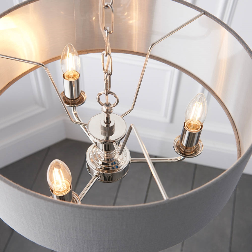 Endon 94377 - Ljuskrona på kedja HIGHCLERE 3xE14/40W/230V grå/skinande krom