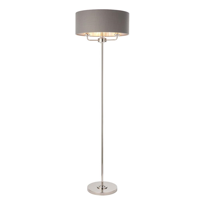 Endon 94378 - Golvlampa HIGHCLERE 1xE14/40W/230V grå/skinande krom