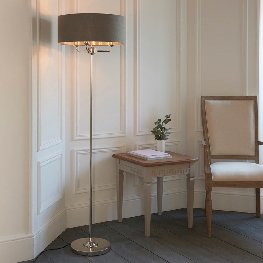 Endon 94378 - Golvlampa HIGHCLERE 1xE14/40W/230V grå/skinande krom