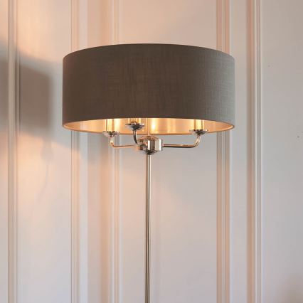 Endon 94378 - Golvlampa HIGHCLERE 1xE14/40W/230V grå/skinande krom