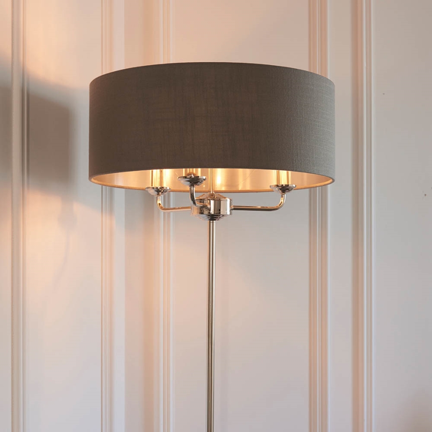 Endon 94378 - Golvlampa HIGHCLERE 1xE14/40W/230V grå/skinande krom