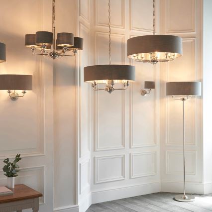 Endon 94378 - Golvlampa HIGHCLERE 1xE14/40W/230V grå/skinande krom